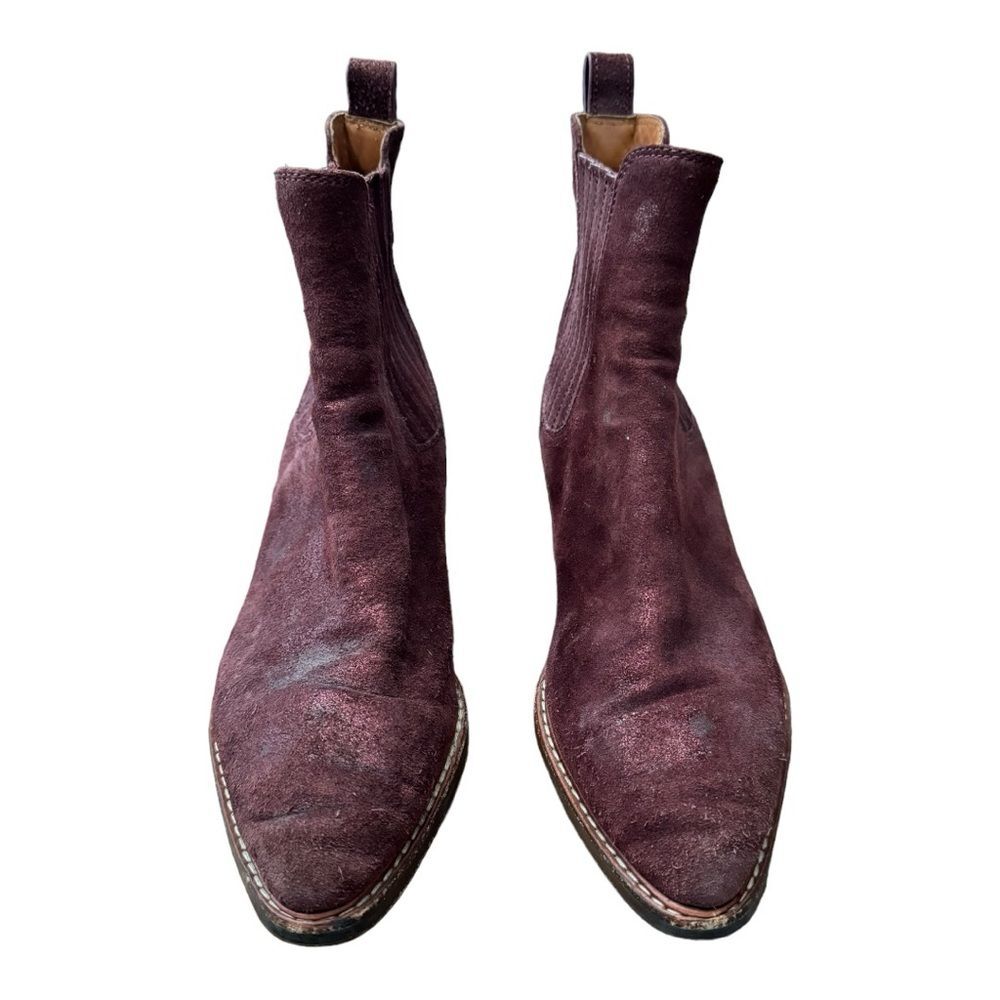 Coach Bowery Chelsea Boot Maroon Glitter Suede Western Leather Women’s Size 9.5 - Picture 4 of 13